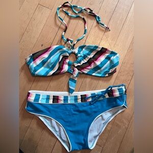 Striped Blue Bikini Set